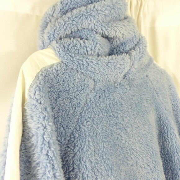 BP Colorblock Teddy Fleece Pullover Hoodie Sweatshirt Blue Women's XL - Picture 4 of 11